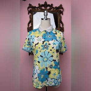 Jack Nicklaus Micro Mesh Sheer Floral Golf Polo Shirt Medium